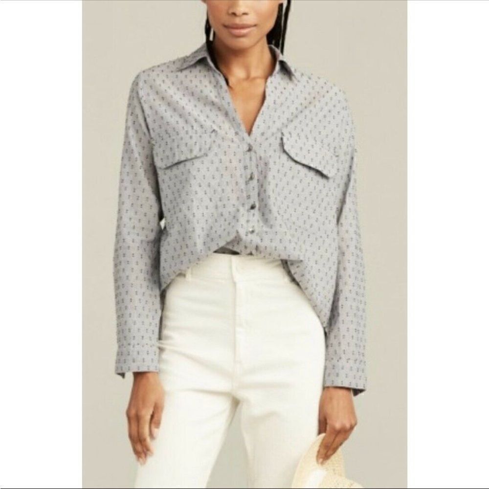 Roller Rabbit Womens Chambray Fil Coupe Yarn Dye Shirt Size XS